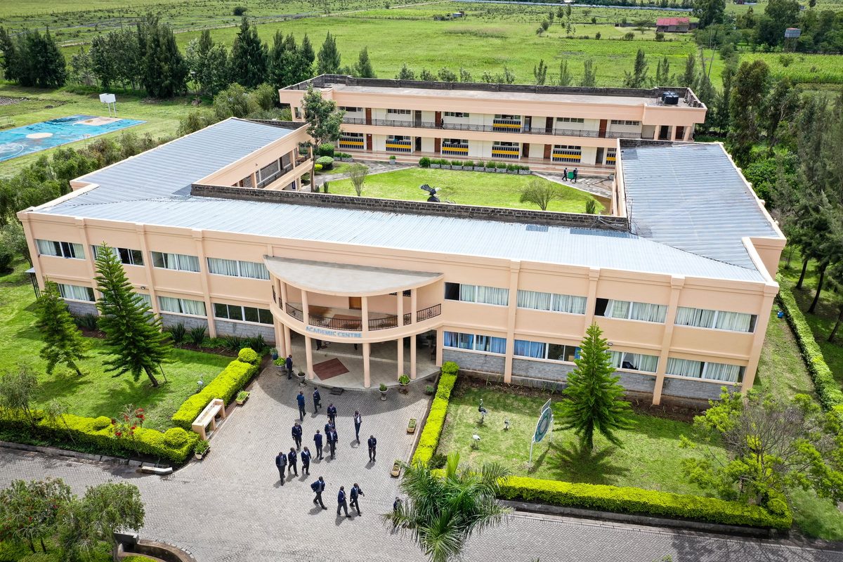 A school academic building from above