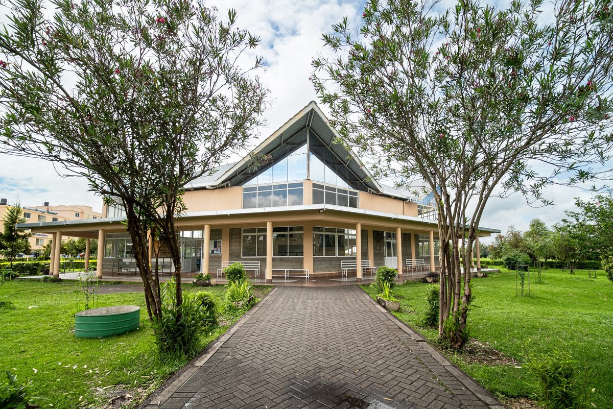 The dining hall from the garden path