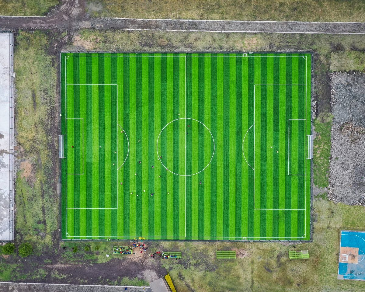 The all-weather football pitch seen from directly above
